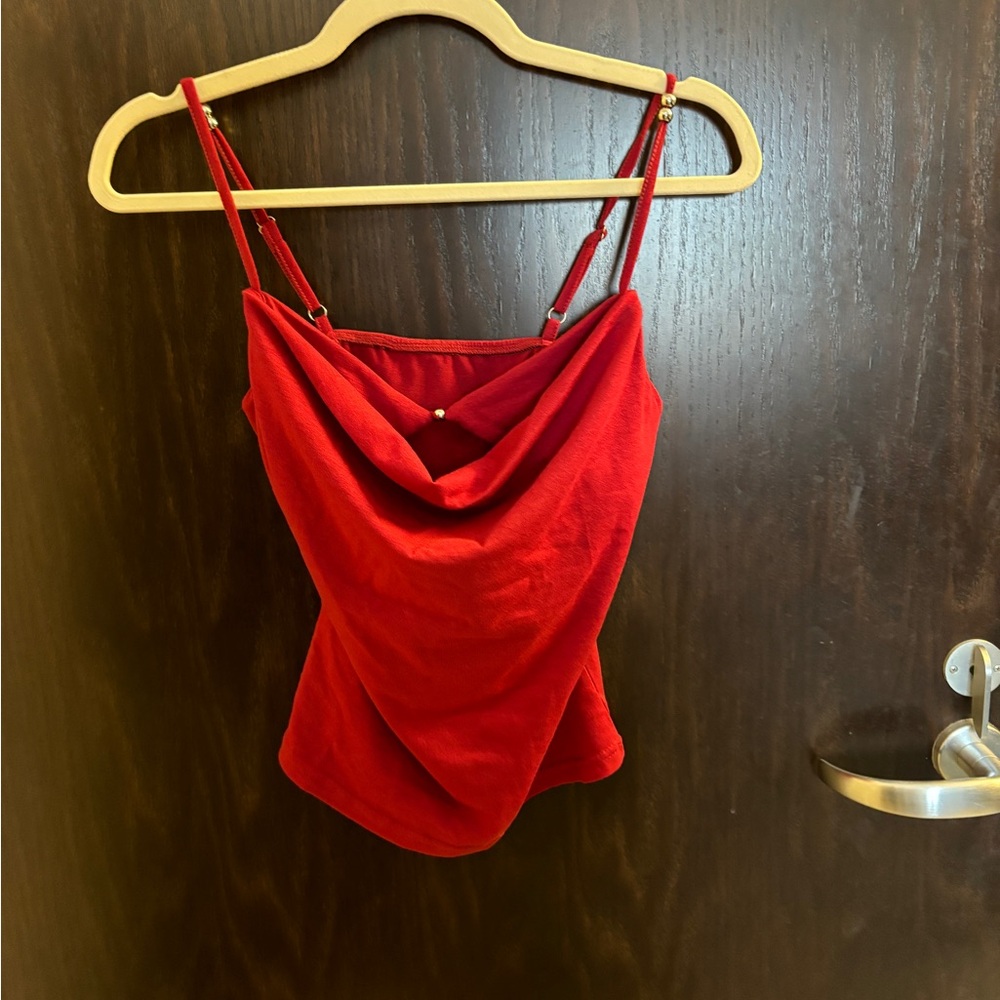 Red Draped Cami Top